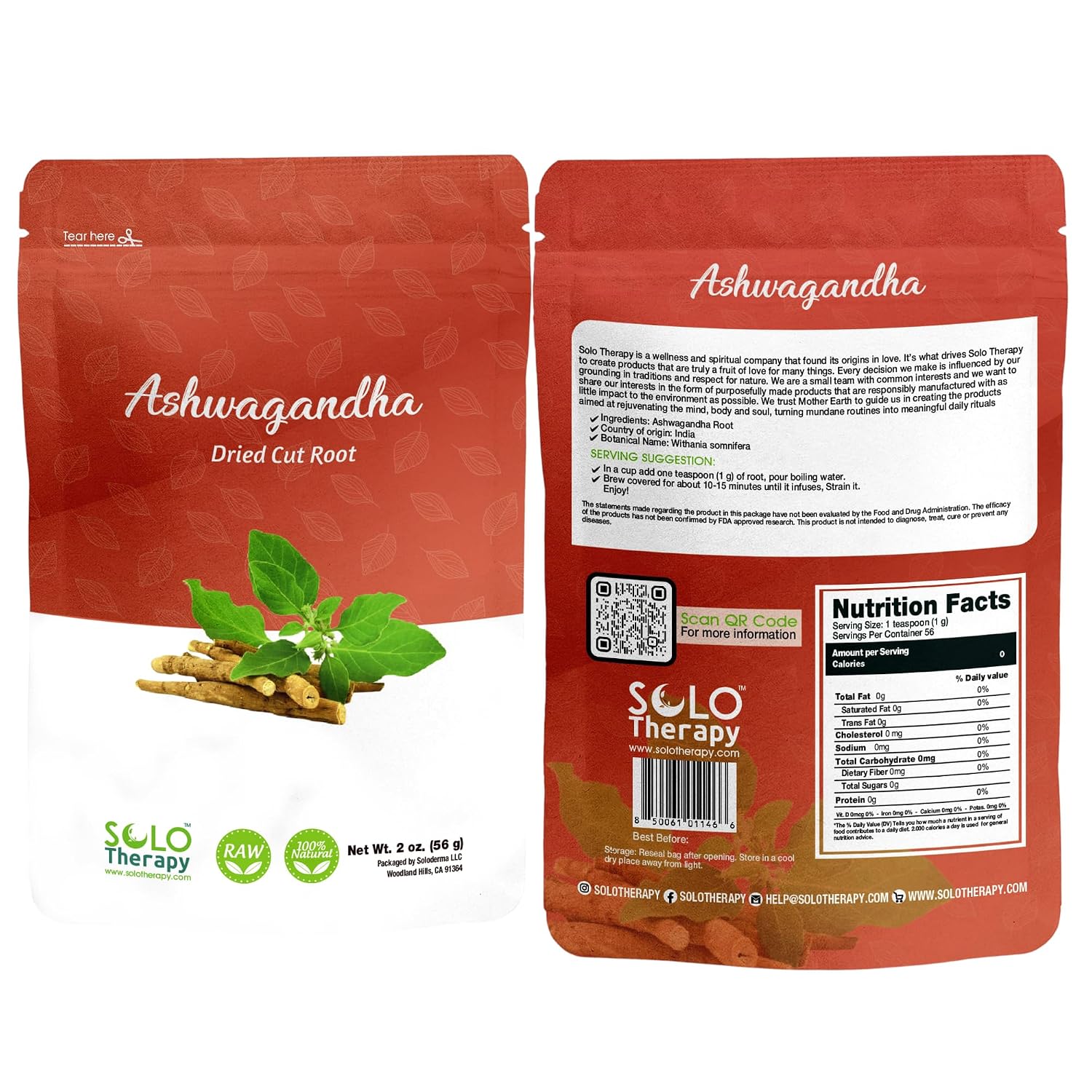 Ashwagandha Root 56 Grams, Cut and Sifted, Withania Somnifera - Resealable Bag (Ashwagandha Root, 2, Ounce)