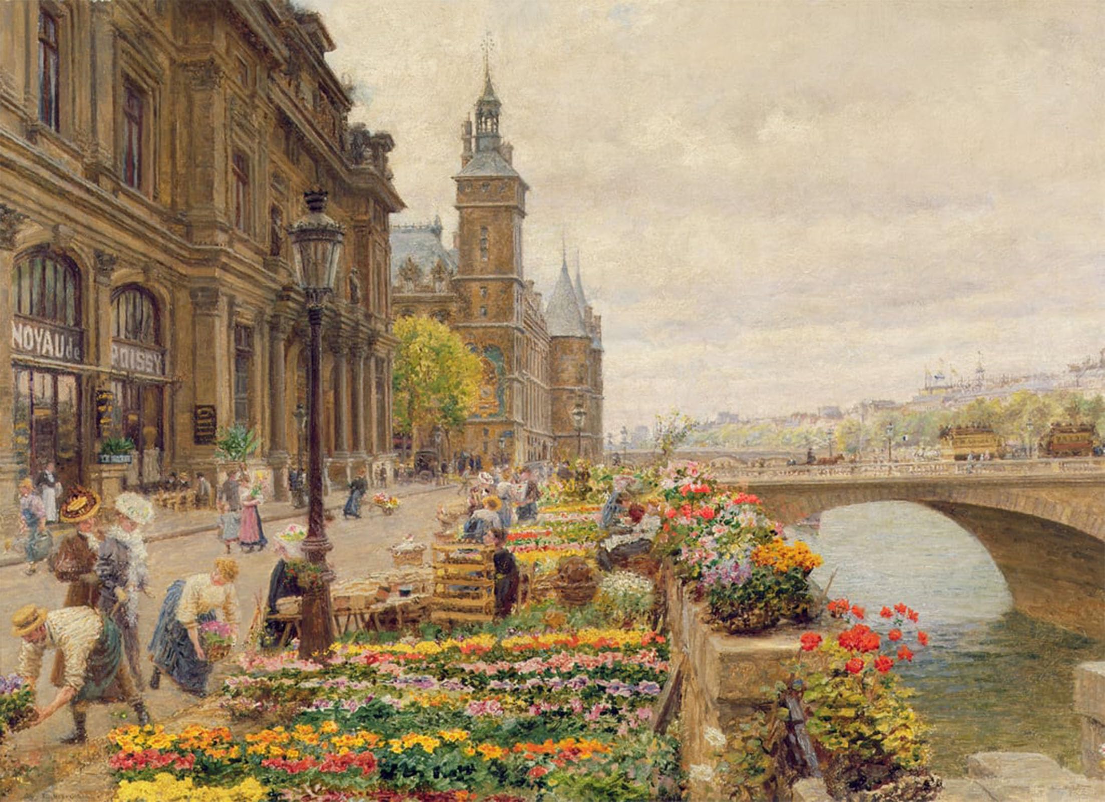 POSTERIIk Famous Animal Posters Vintage Picture the Parisian Flower Market by Marie Francois Firmin Girard Modern Wall Decor for Home Decor 60x90cm
