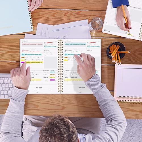 Miniatura 8 de SUNEE Cuaderno de reuniones para trabajar con elementos de acción, 160 páginas, planificador de proyectos de tamaño A4, agenda de reuniones en