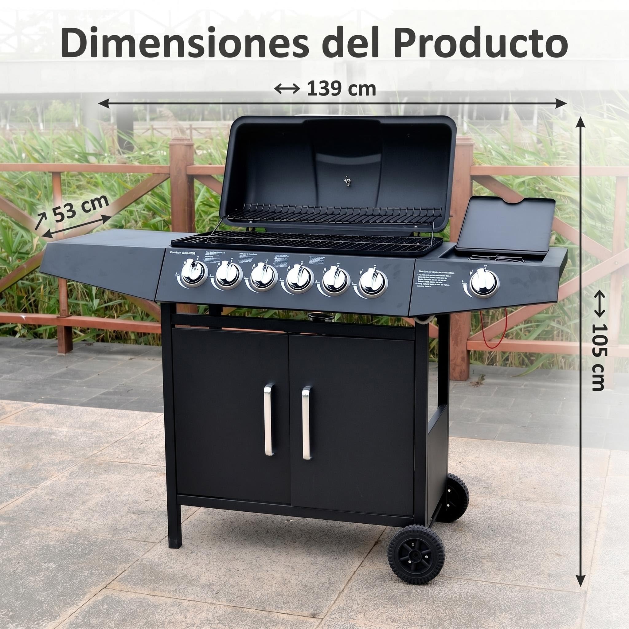 Barbacoa de gas para exteriores 6 + 1 quemador