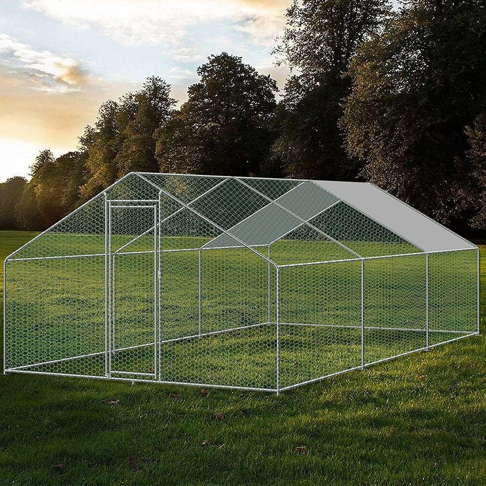 riin Large Walkin Chicken Coop Outdoor Run Metal Shed Cage Pen Hen