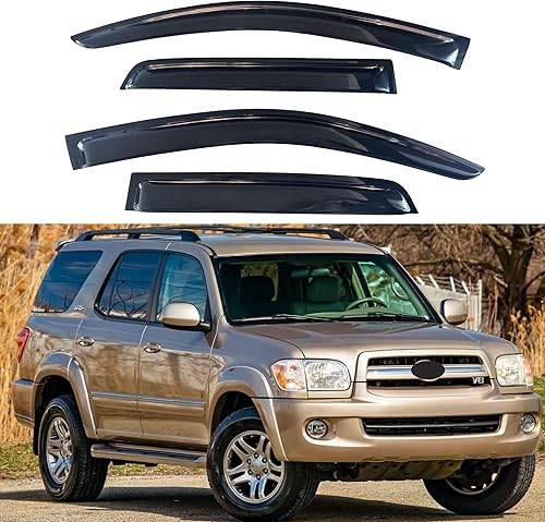 Miniatura 31 de IG - Visera para ventana de automóvil, protector contra la lluvia, el sol y el viento, con cinta adhesiva, deflector extraduradero para ventana