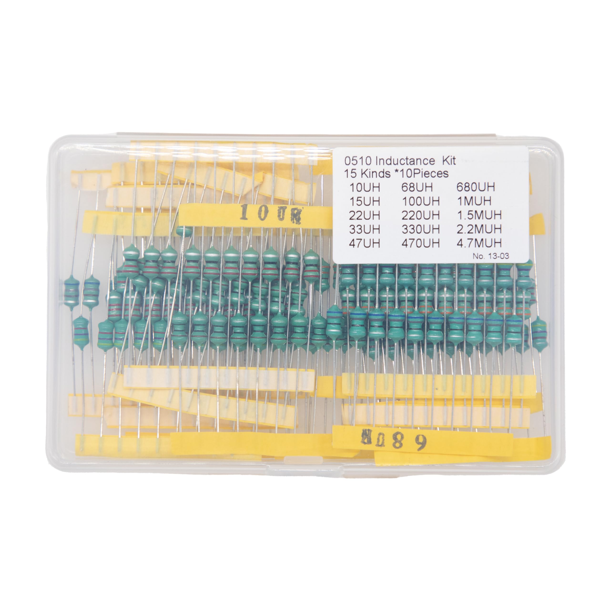 15 Values 150 Pcs 0510 Inductor 10 uH to 4.7 mH 1 W Color Ring Inductor 1 Watt Assortment Kit