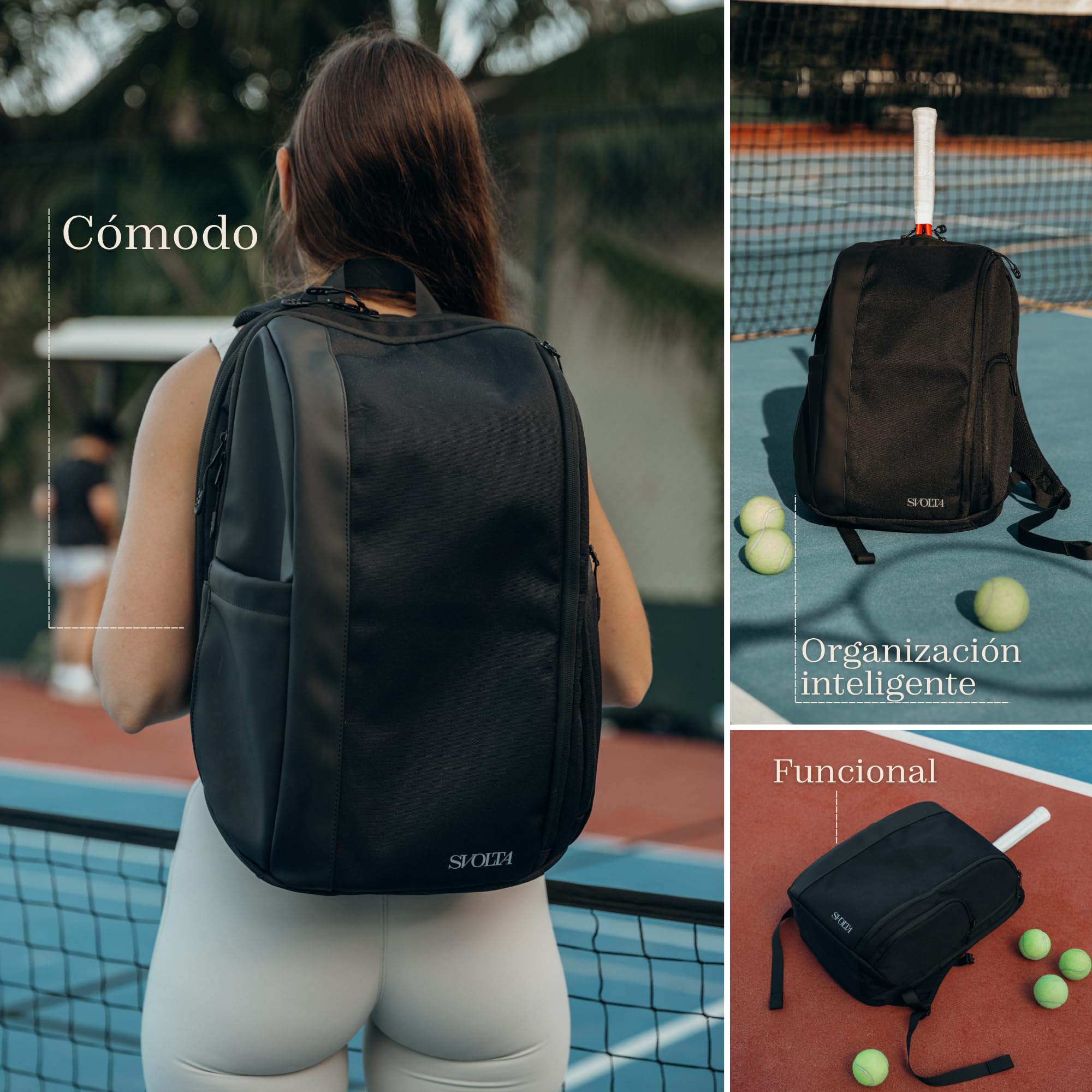 SVOLTA Mochila Deporte Hombre y Mujer - Mochila Padel, Tennis, Pickleball - Bolsa para Raquetas, Gimnasio, Escolar Resistente al Agua