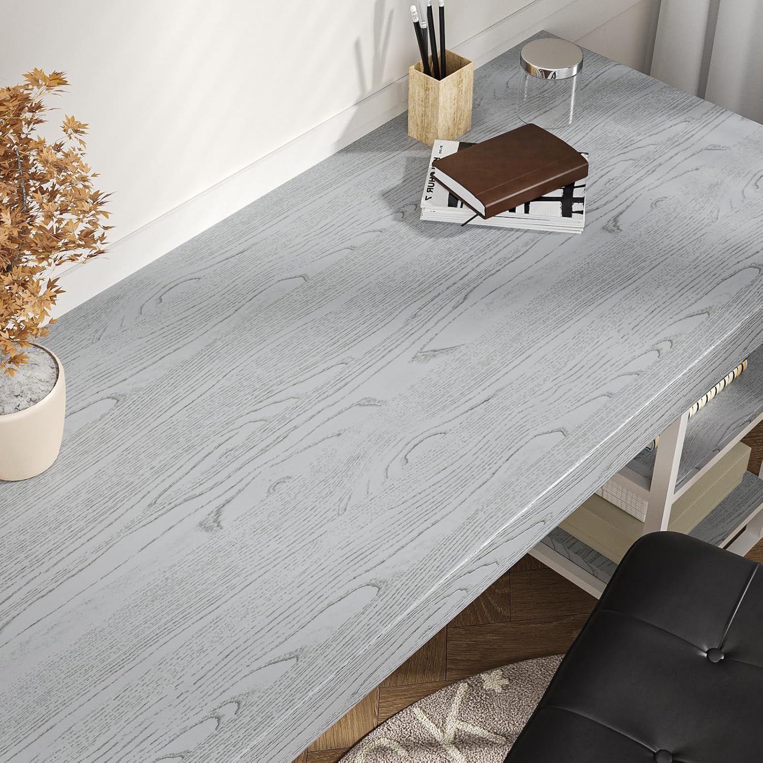 VEELIKE Light Grey Wood Wallpaper Peel and Stick Thick Wood Contact Paper for Countertops Waterproof Wood Grain Contact Paper 15.7''x354'' Removable Self Adhesive Grey Wood Vinyl Wrap for Kitchen Desk