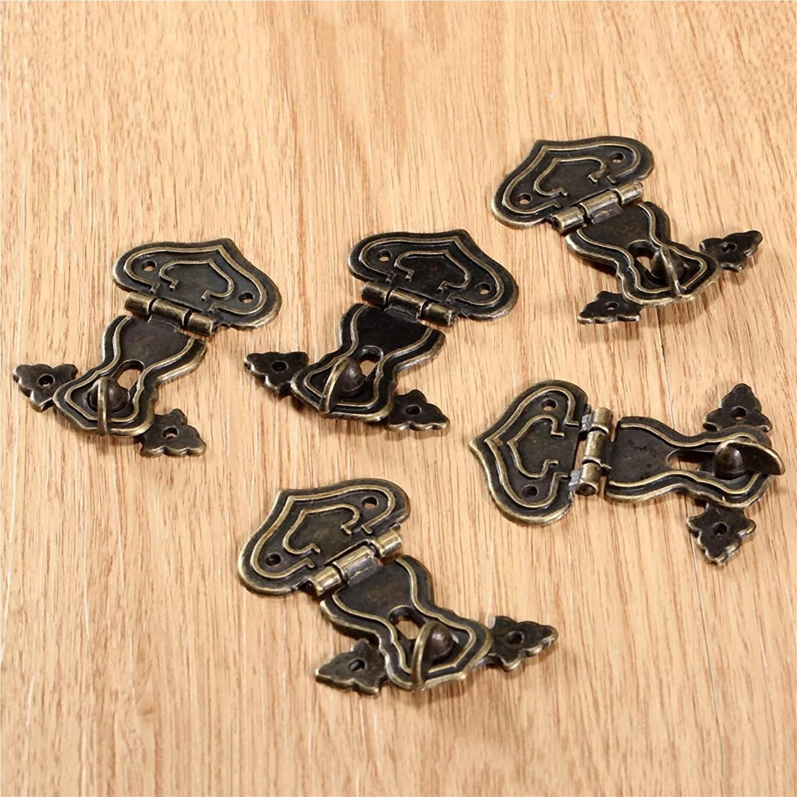 Chiusura a scatto for scatola antica, Gancio di chiusura antico, Chiusura a scatto con fibbia a gancio retrò anticata, 5x Scatola regalo for gioielli decorativi in ​​stile retrò in ottone e legno Chiu