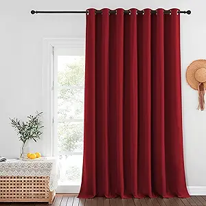 NICETOWN Burgundy Red Blackout Curtains for Bedroom/Living Room 132 Inch Length - Thermal Insulated Room Darkening Grommet Top Window Curtains (100 by 132 - Inch, 1 Panel)