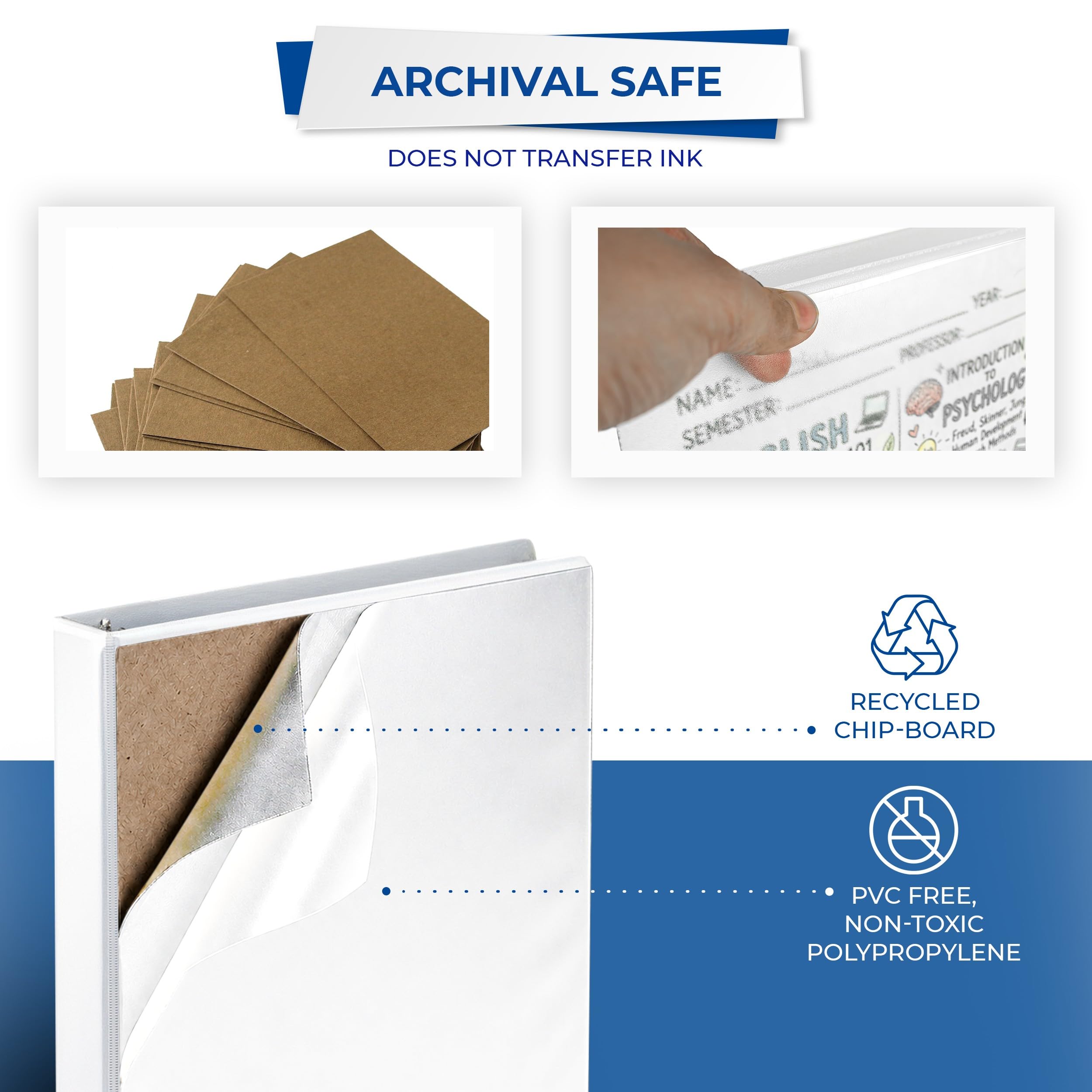 Samsill Economy MP248537 3-Ringbuch, hergestellt in den USA, runder Ringbuch, anpassbarer transparenter Sichtdeckel, weiß, 24 Stück
