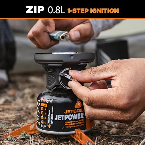 Miniatura 3 de Jetboil Estufa portátil de hervir rápido con cremallera de 0.8 L con botón de encendido fácil de girar para mochileros y campamentos, quemador de