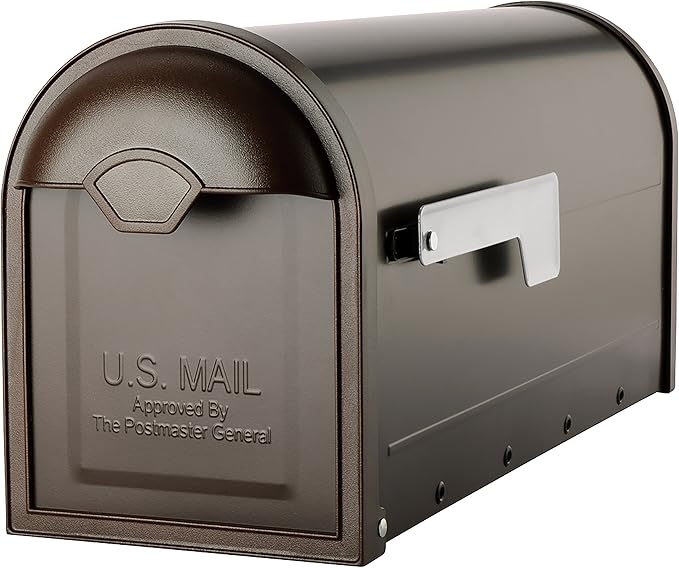 Architectural Mailboxes 8830RZ10 Winston Post Mount Mailbox, Rubbed