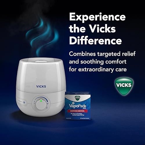 Miniatura 9 de Vicks NaturalCare Humidificador ultrasónico de niebla fría (VUL530), blanco, habitación pequeña, humidificador y difusor con luz nocturna, funciona