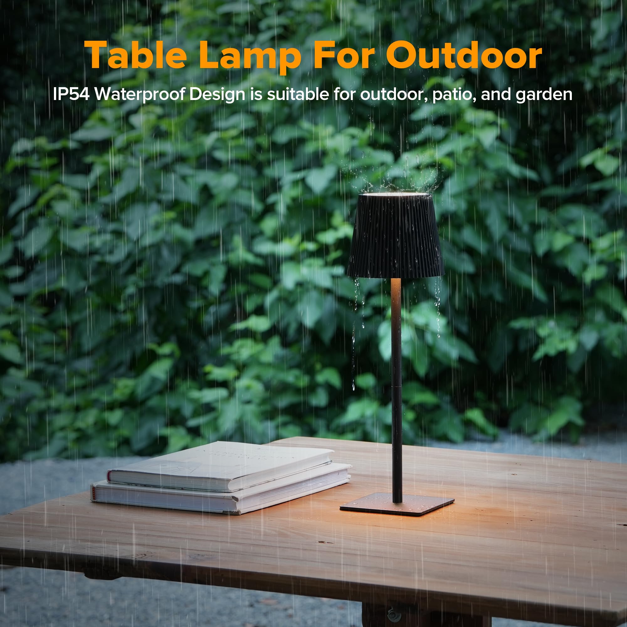 LUTEC Paquete de 4 lámparas de mesa inalámbricas, lámpara de escritorio recargable de 6000 mAh, dos alturas ajustables, impermeable, control táctil y atenuación continua de 3 colores para restaurante