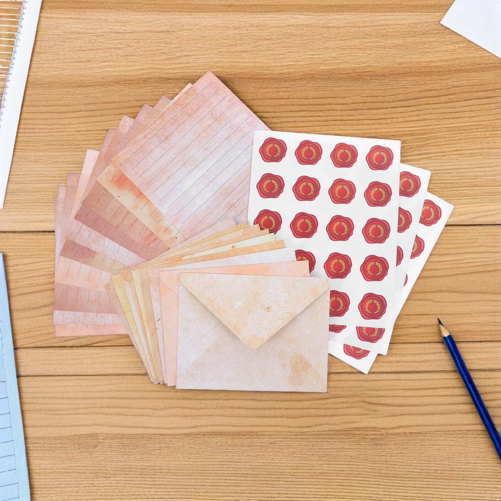 Vintage Briefpapier und Umschläge Satz 100 Satz mit Aufklebern