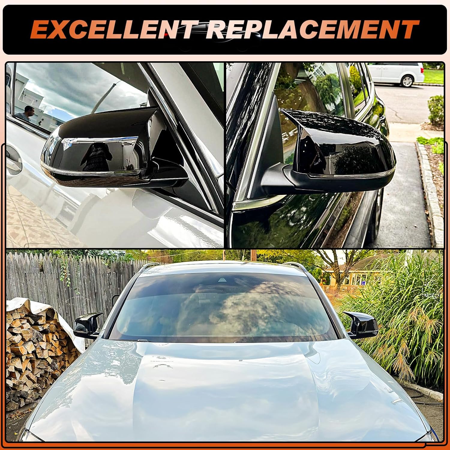 ACLONG Glossy Black Mirror Cover Caps Rearview Side Mirror Covers Fit for BMW X3/G01 X4/G02 X5/G05 X7/G07 2019-2025 X6/G06 2020-2025 Left Driver Side Right Passenger Side-2 PCS