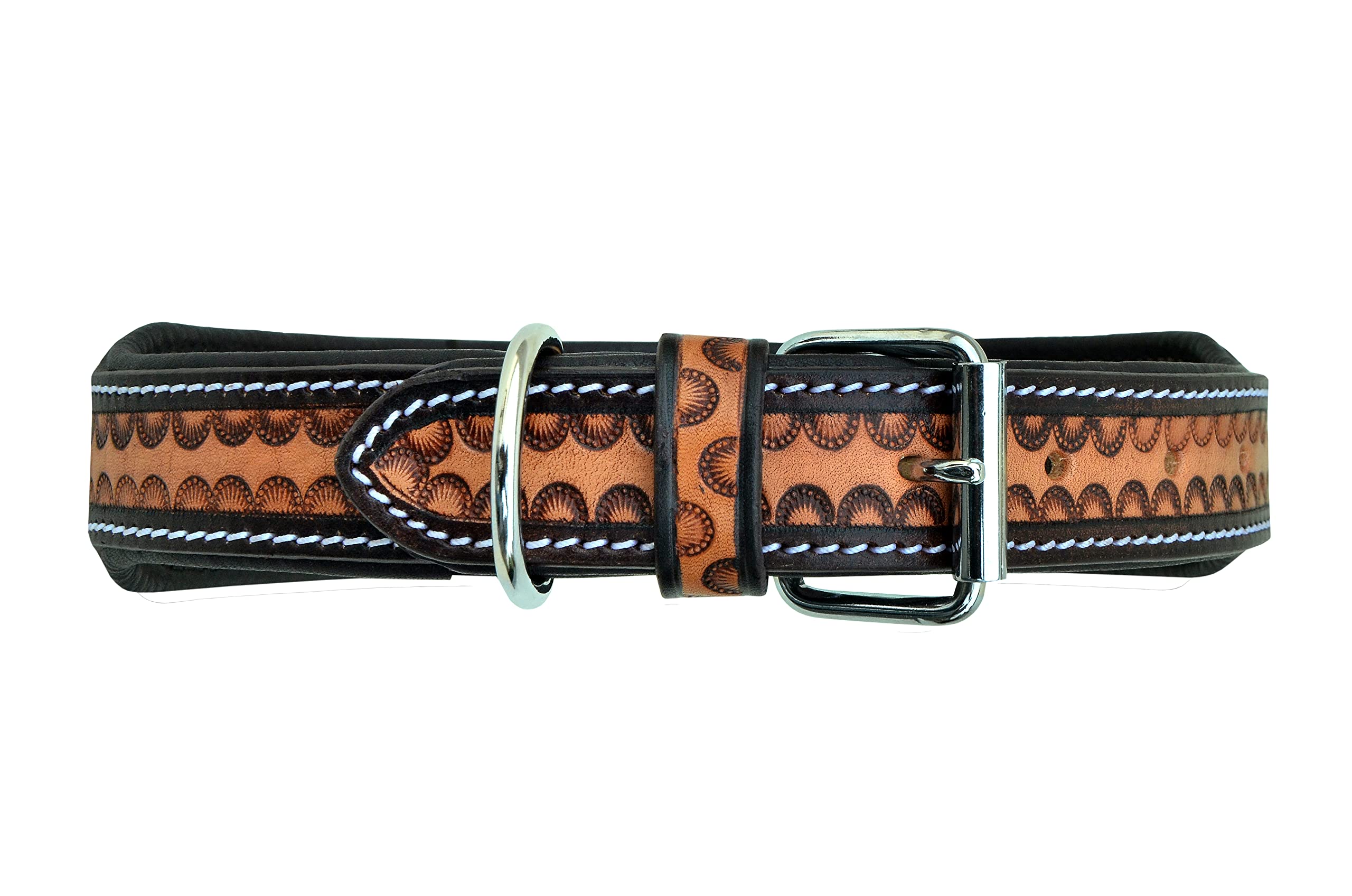 Affilare Leder-Hundehalsband, Western-Stil, strapazierfähig, handgenäht, verstellbar, gepolstert, weich für Welpen und große Hunde, 10AB103-L