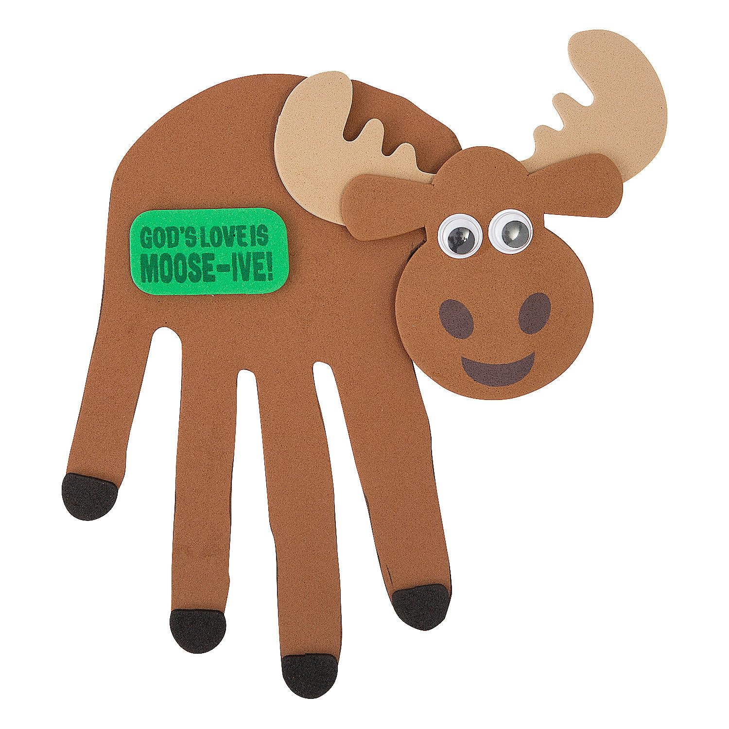 Fun Express Handprint Moose Foam Craft Kit - Fun DIY Craft for Kids Great North VBS Theme Create Magnets - Perfect for Kids' Craft Time Holiday Parties School Activities & Creative Play - 12 Pieces