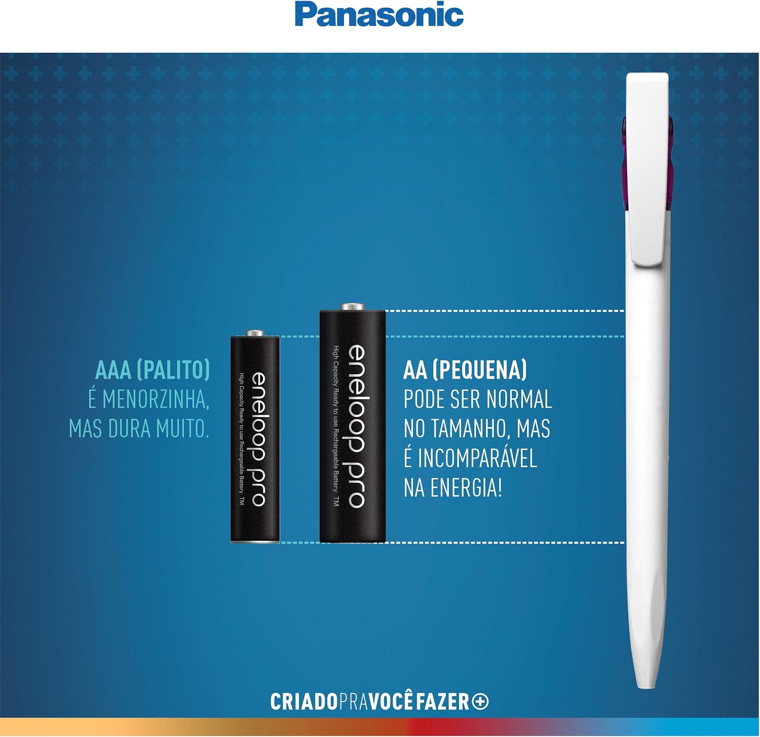 Pilha Recarregável PRO AAA, Eneloop, BK-4HCDE/2BB, Azul