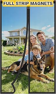 HOFUDON Heavy Duty Magnetic Screen Door, Fits 36 x 80 Inch Doors, Black | Full Strip Magnets, Heavy Duty Fiberglass Mesh, Automatic Magnetic Closure, Fits 36 x 80 Inch Doors, Easy Installation