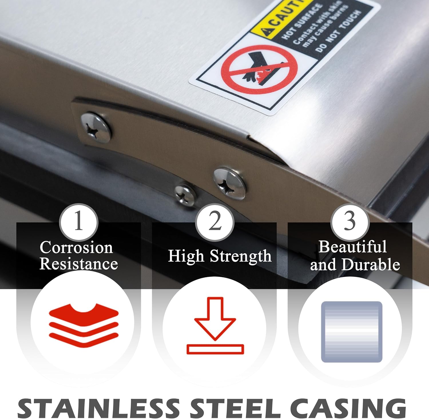 A closer look at a stainless steel casing.