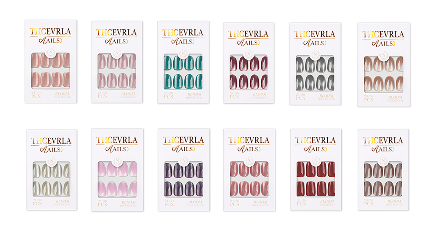 Amazon | THCEVRLA ネイルチップ - シャンパンオーバル 手作りネイル