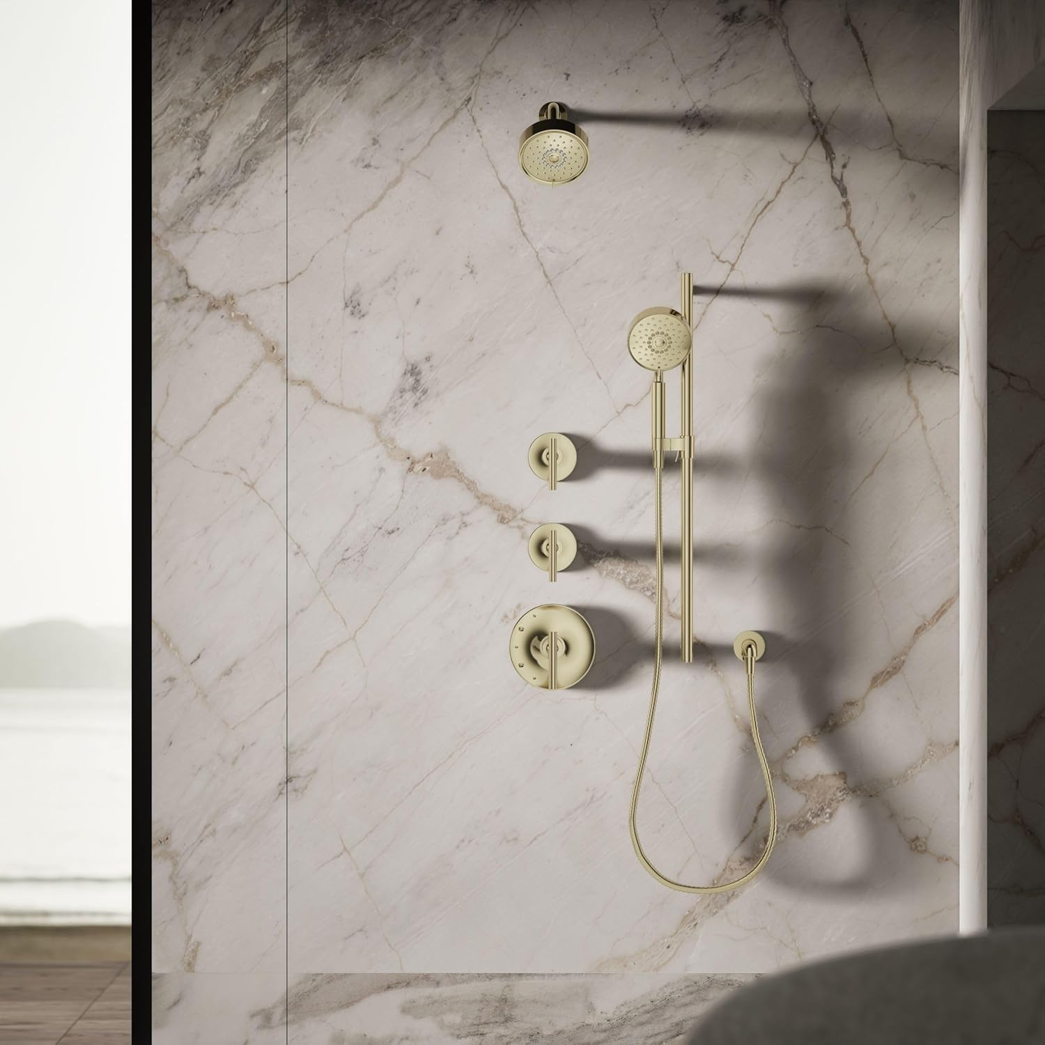 Kohler 22170-AF Purist® Three-function showerhead, 2.5 gpm, Vibrant French Gold