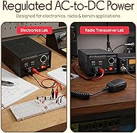 Vista 4 de Fuente de alimentación universal compacta de banco - Convertidor regulado de 7 amperios para laboratorio doméstico AC-DC para radio CB, HAM