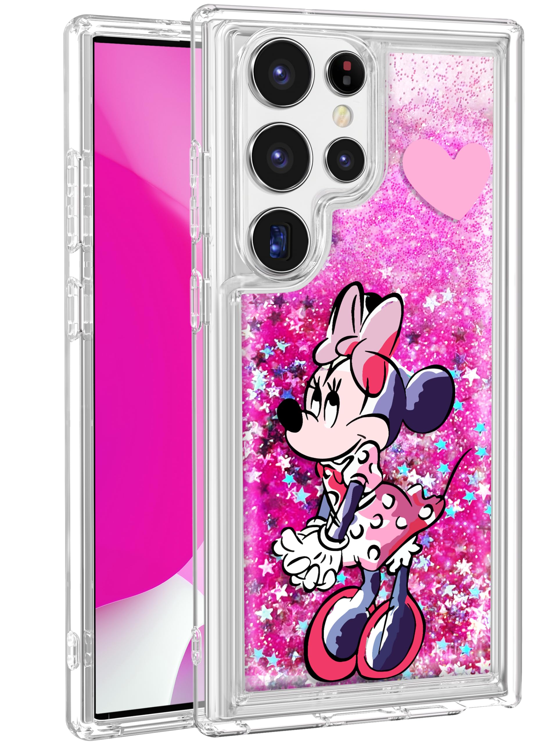 for Samsung Galaxy S22 Ultra Case Bling Glitter Liquid Quicksand Cute Cartoon Character Kawaii Funny Sparkle Design Cover for Girls Women Kids Girly Soft Phone Case for S22Ultra 5G, Miny