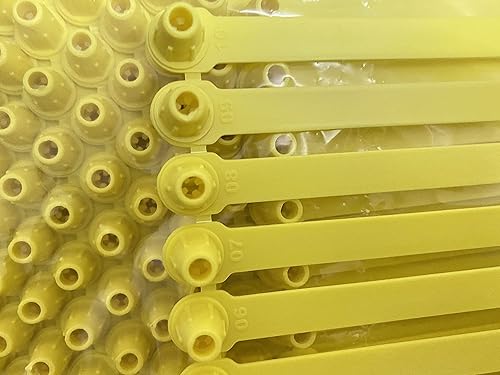 Miniatura 3 de Paquete de 200 sellos de plástico amarillos para camiones con bloqueo de lazo, a prueba de manipulaciones, cada sello está numerado secuencialmente