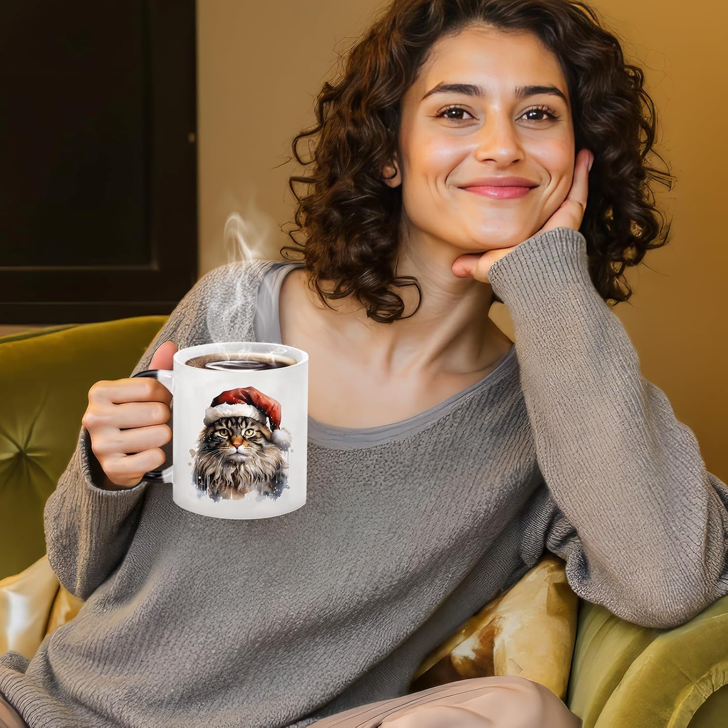 Caliamary Heat Changing Mug, Funny Cat Heat Changing Ceramic Coffee Mug, 11 oz Heat Sensitive Color Changing Coffee Mug Cup, Cute Xmas Gift Mug for Women Men Kids… (Brown cat) - Image 6