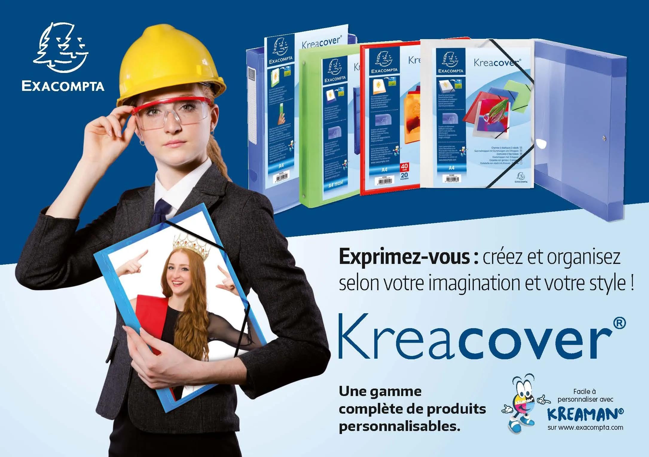 Exacompta 58209E 20er Pack Sichtmappe KreaCover Chromaline aus Kunststoff DIN A4 mit 20 Klarsichthüllen, 40 Sichten, Tasche am Vorderdeckel zum selbstgestalten, Aktenhülle, farbig sortiert