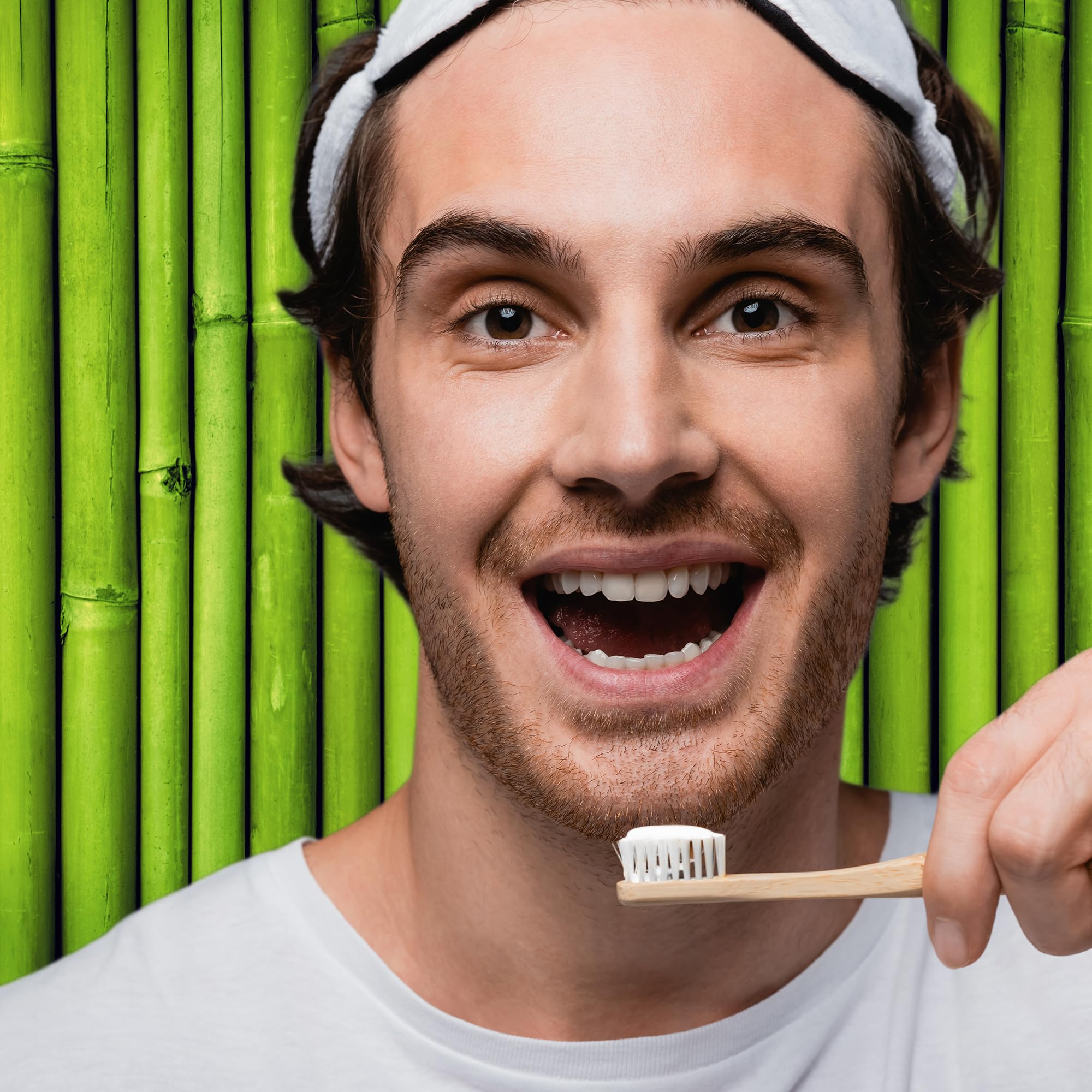 miradent Happy Morning Bamboo - Cepillo de dientes de bambú (40 unidades)