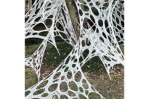 DAZONGE Spider Web Halloween Decorations Outdoor, Spooky Cobwebs for Haunted House, Halloween Party
