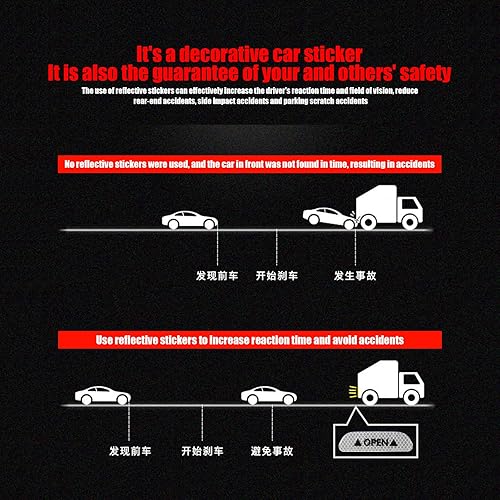 Miniatura 4 de Paquete de 4 calcomanías de advertencia de seguridad abiertas para puerta de automóvil, película anticolisión, calcomanía de seguridad de visión