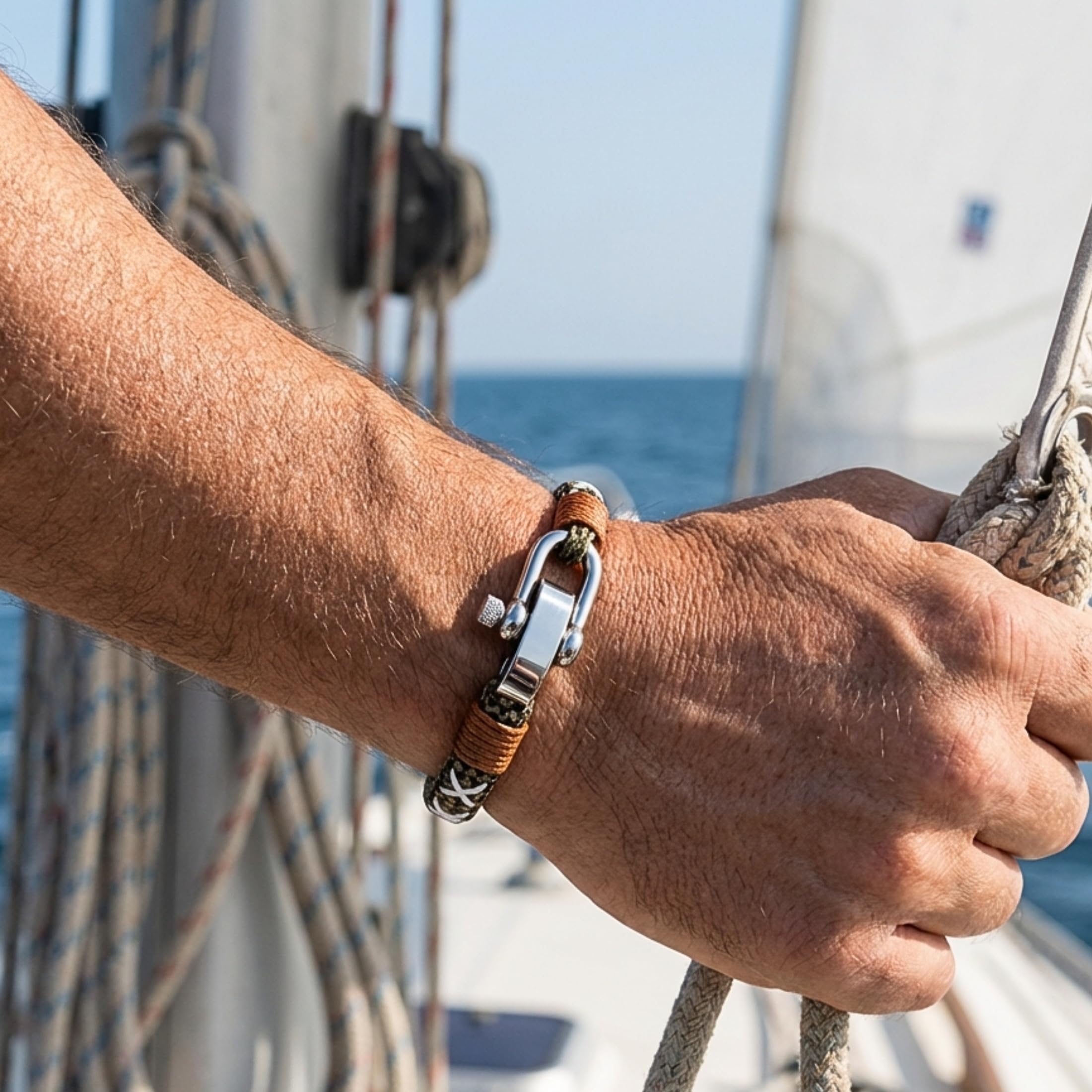 Uniqal | Segeltau Armband Herren & Damen | Maritimes Armband mit Edelstahlschäkel | Robust & Wasserfest, Geschenk für Sie & Ihn | Nautisch bracelet