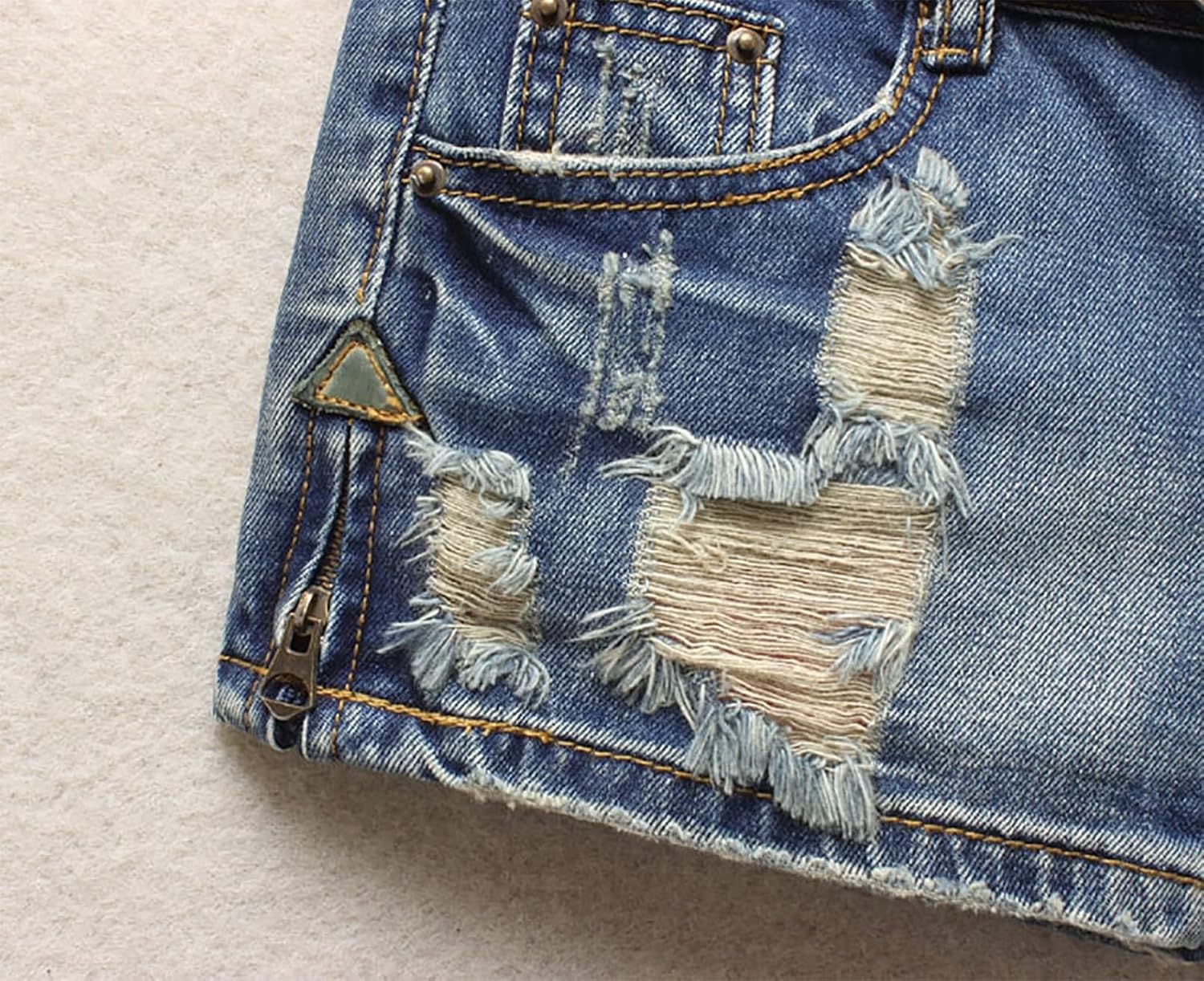 Fensajomon Women's Low Rise Summer Ripped Distressed Frayed Denim Shorts Sexy Jean - Image 5