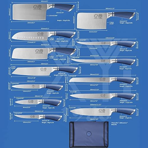Miniatura 2 de XYJ Cuchillos, juegos de cuchillos profesionales para maestros chefs, juego de cuchillos de chef de 11 piezas con bolsa, carnicero de carnicero para