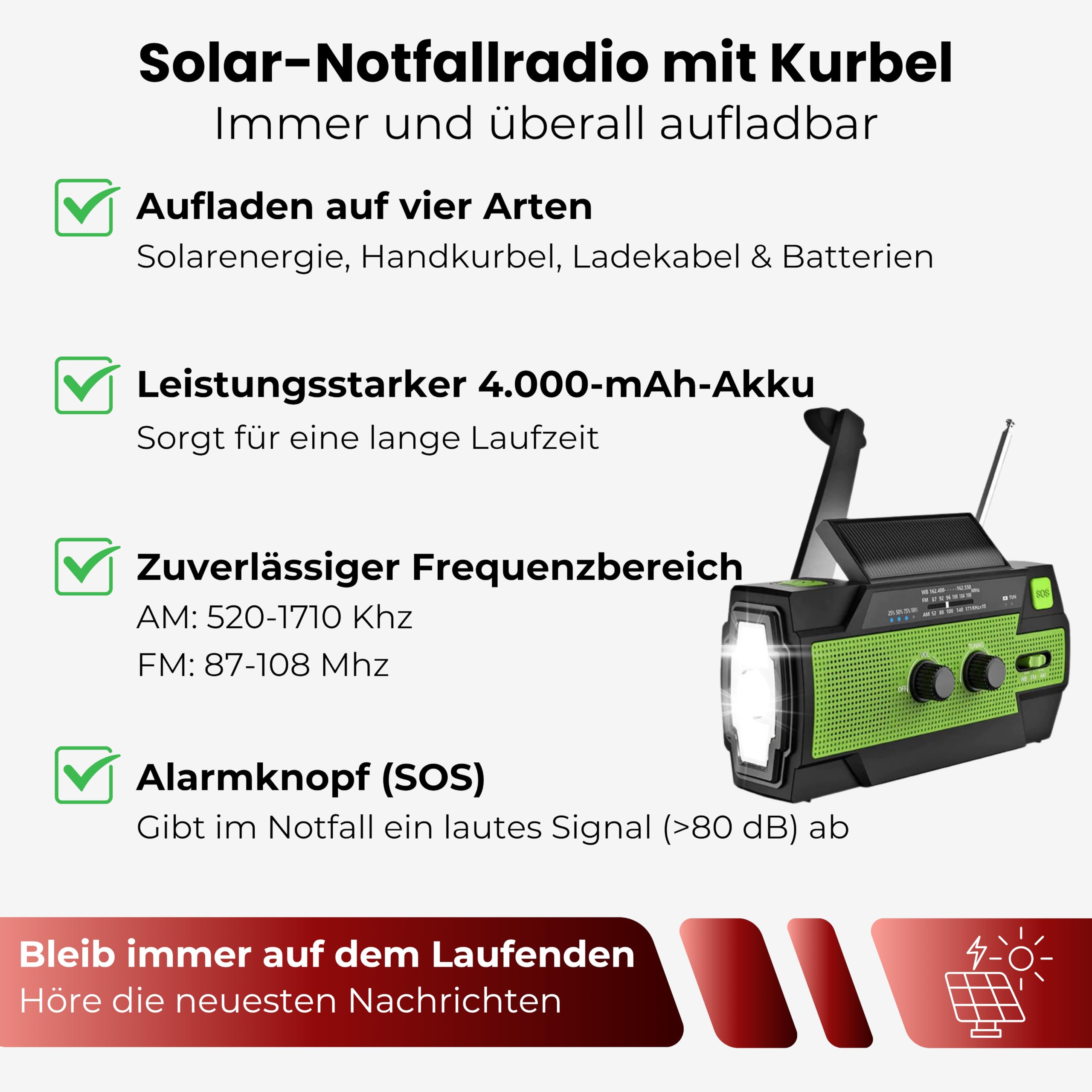 DreamGoods XL Notfallpaket für zu Hause - 2 Personen - Komplettpaket für Krieg, Katastrophen & Stromausfall - Notradio Solar Aufziehbar und Batterie - 72 Stunden Survival Kit.