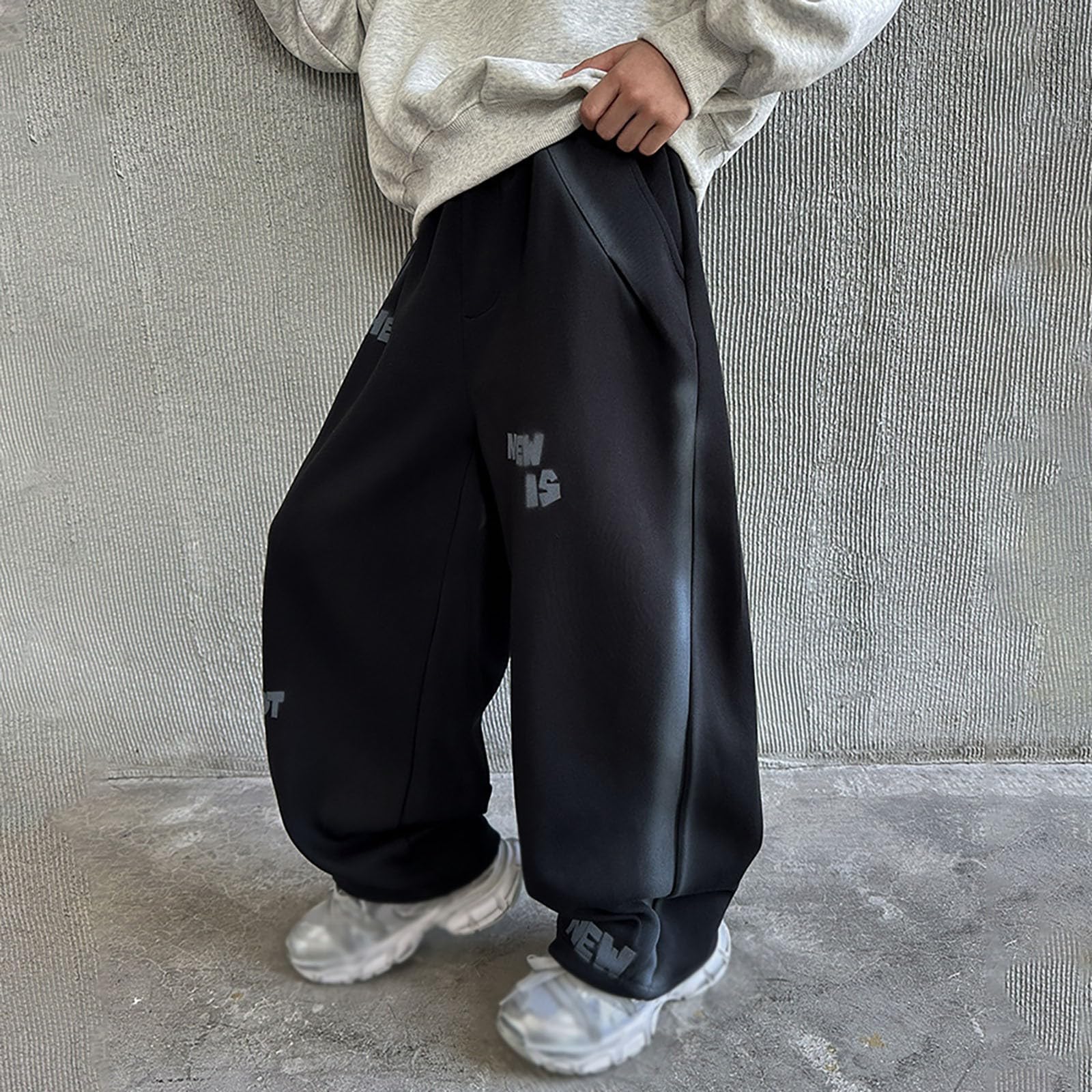 Jogging Enfant Garcon 4-14 Ans Large Pantalon Baggy Garcon Ado Décontracté Sport Ample Pantalon de Travail Cargo Taille Elastique avec Poches Doux Streetwear Sweatpants