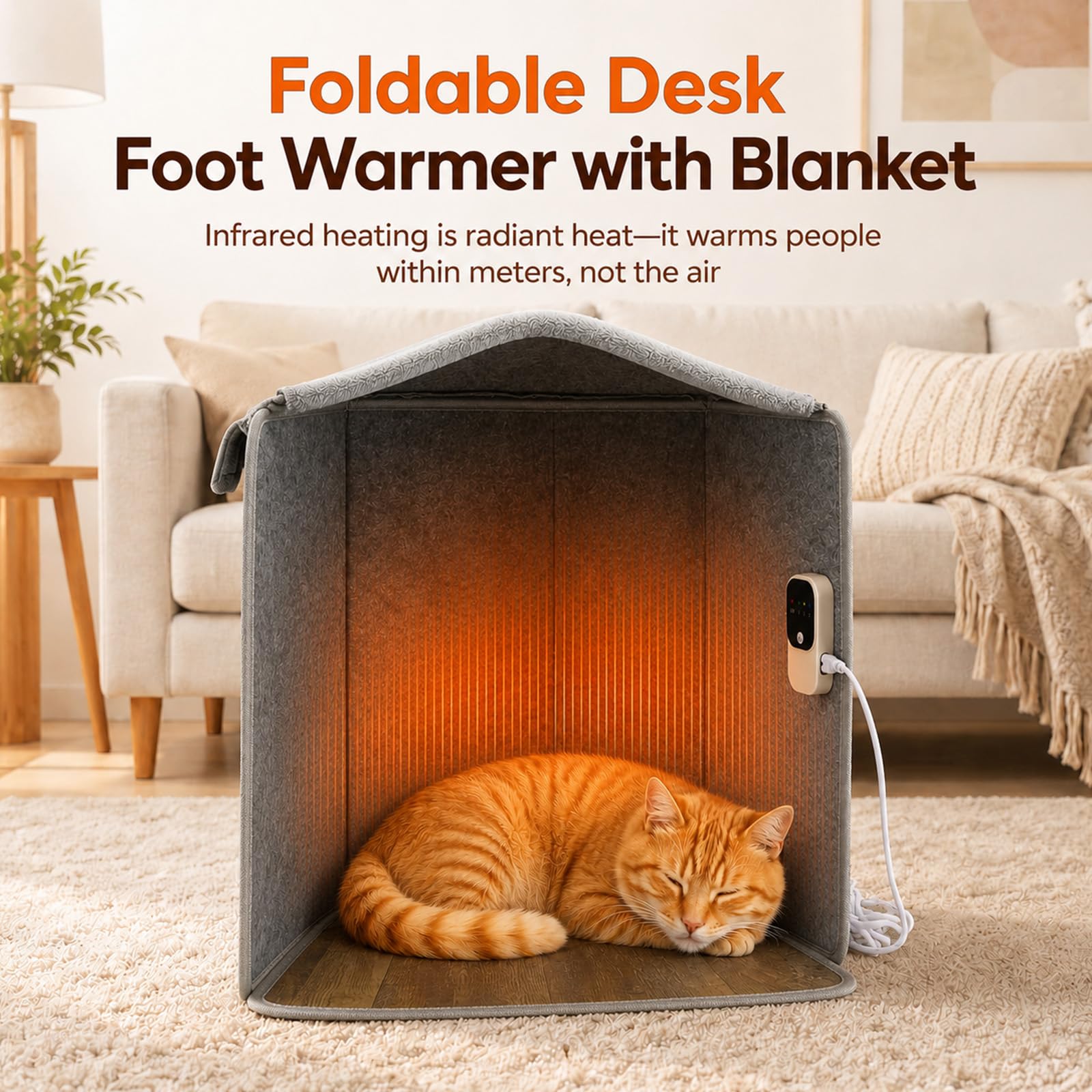 Chauffe Pieds Sous Le Bureau, Jambière Portable Sous Le Bureau , Mur Chauffe Piedà 360 Degrés avec Minuterie , Puissance 170W Chauffage Rapide pour sous Bureau Chauffe-Jambes Et Pieds Verticaux