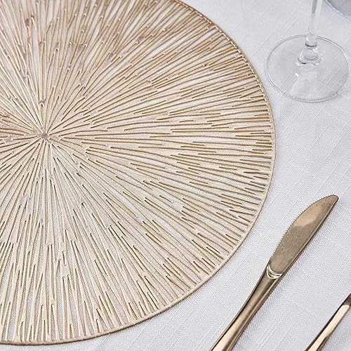 Miniatura 2 de Efavormart - Juego de 6 manteles individuales redondos de vinilo de 15 pulgadas, antideslizantes, con diseño de púas para boda, fiesta, hogar,