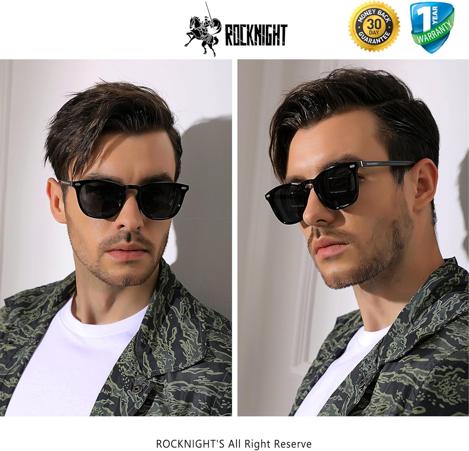 ROCKNIGHT Polarized Driving Sunglasses UV400 Protection Lightweight Al-Mg Metal Frame Outdoor Casual - Image 2