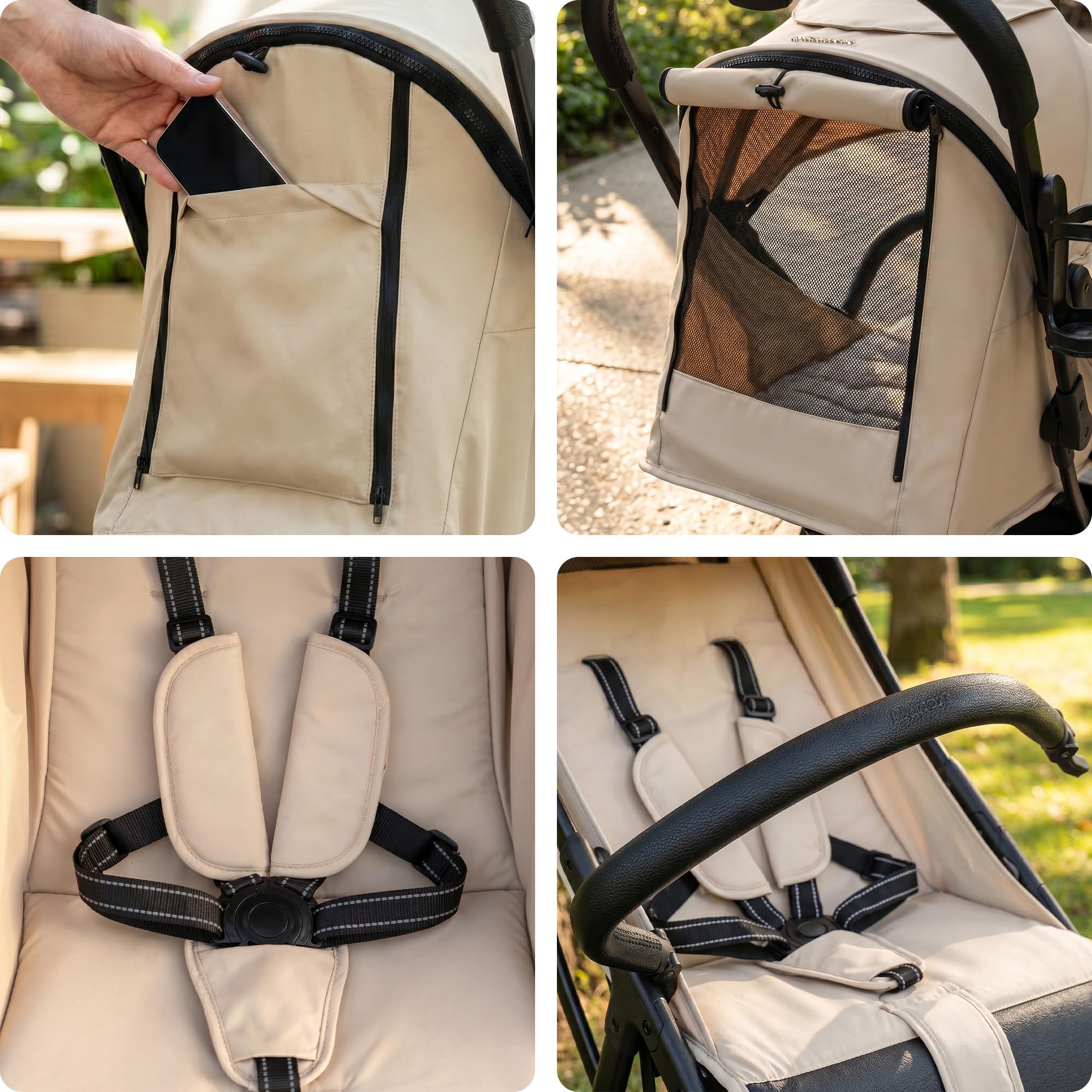 Fjällräv Cochecito de bebé plegable fácilmente desde el nacimiento hasta 22 kg con función reclinable, arnés de 5 puntos, respaldo y reposapiés ajustables, ventana de ventilación, juego de