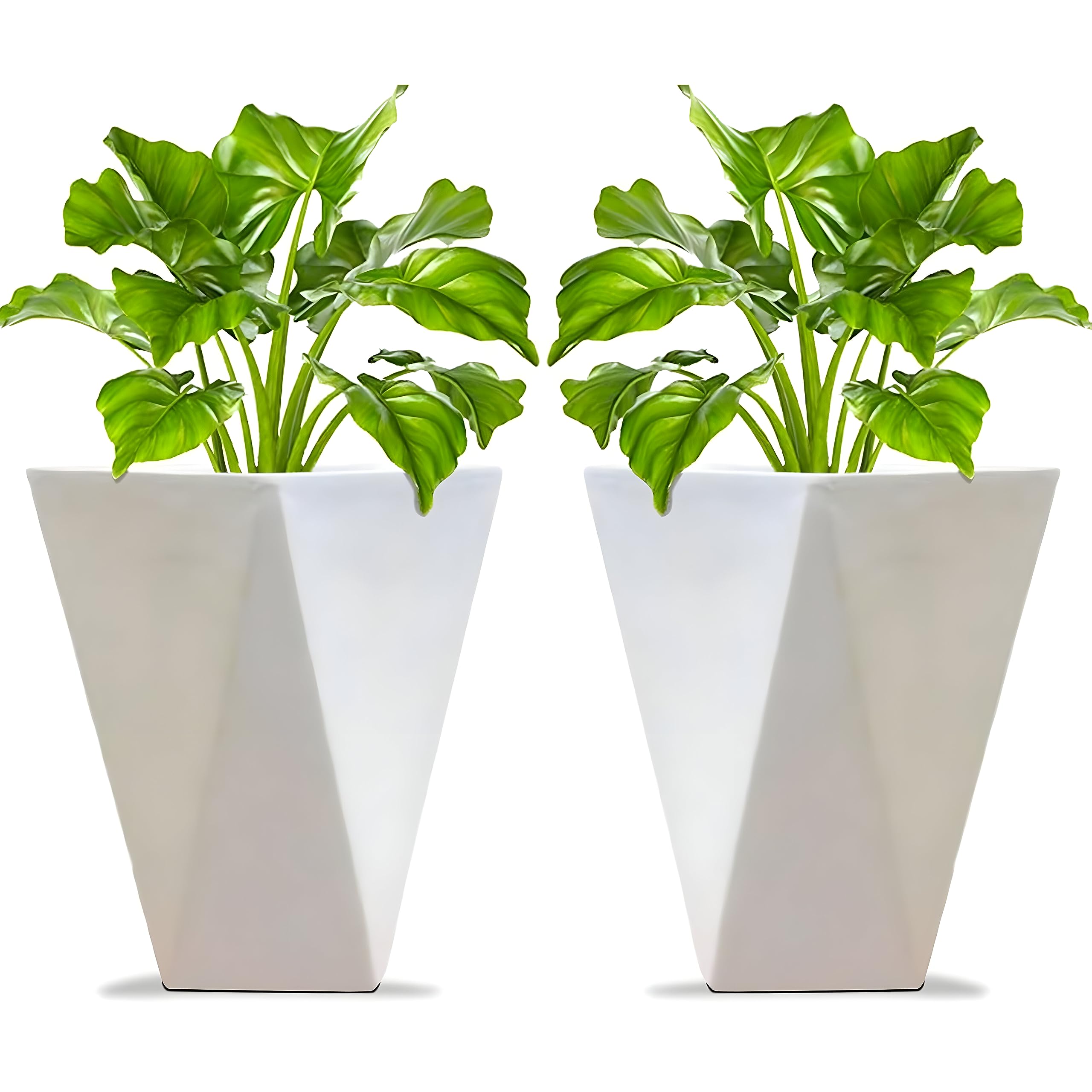 CRAFTMOSE Fiberglass Diamond Shape Planter for Outdoor Indoor and Living Room Gardening Big Size Plant Container Pack of 2 White 14 Inches (B09K6T192L) Amazon Price History, Amazon Price Tracker