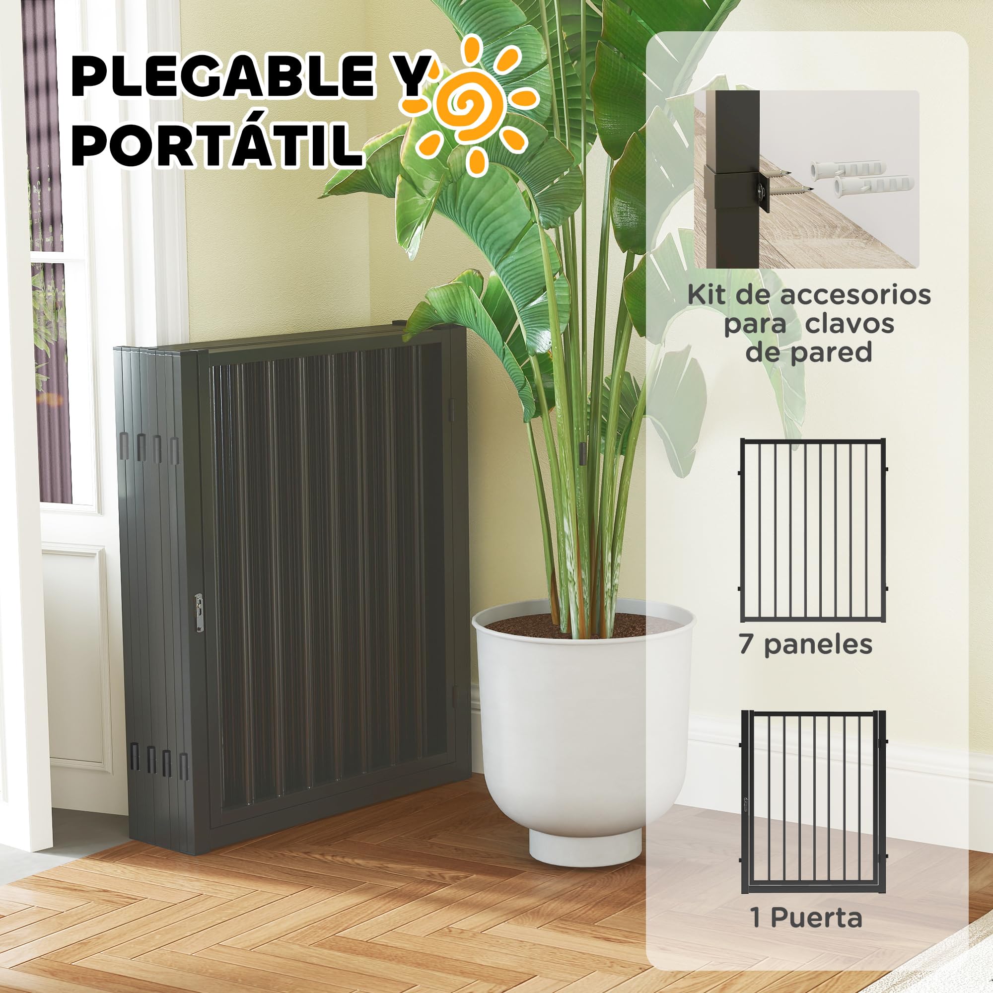 PawHut Parque para Perros de 8 Paneles Vallas para Perros Plegables de Acero 76 cm para Pequeños y Medianos para Interior Exterior Jardín Negro