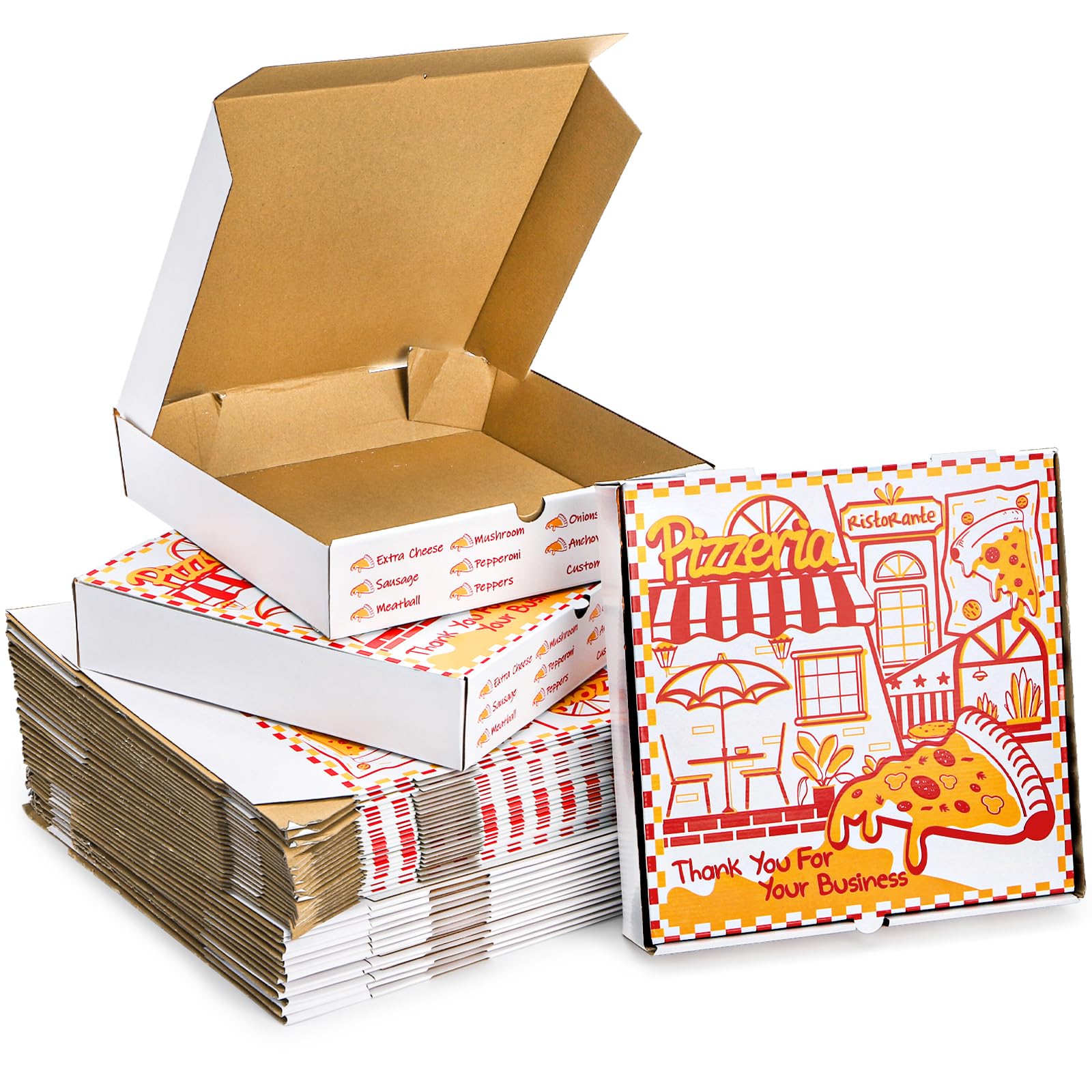 ZEAYEA Paquete de 40 cajas de pizza de 10 x 10 pulgadas, cajas de cartón blanco para pizza, resistentes a la grasa, recipientes de comida para fiestas de pizza, galletas, bodas, restaurantes