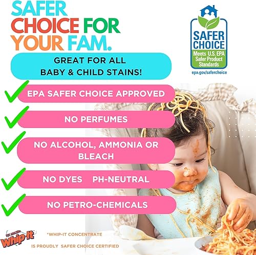 Miniatura 6 de Whip-It Kit de removedor de manchas y concentrado, concentrados de 2 a 32 onzas y removedor de manchas en aerosol profesional de 1 a 32 onzas, hace
