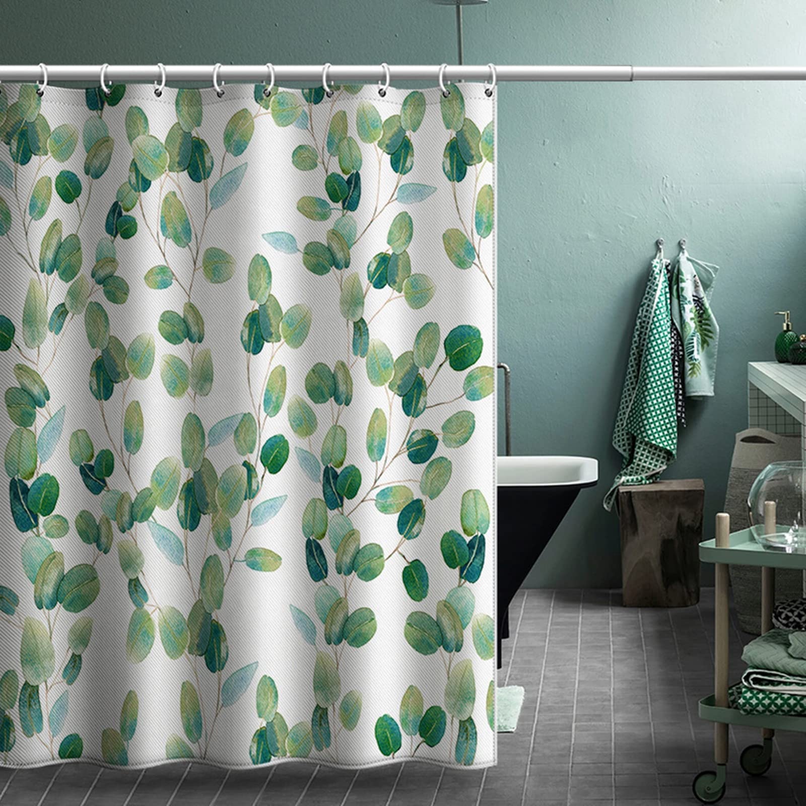 Rideau de douche 200x200 en polyester imprimé végétal pour salle de bain