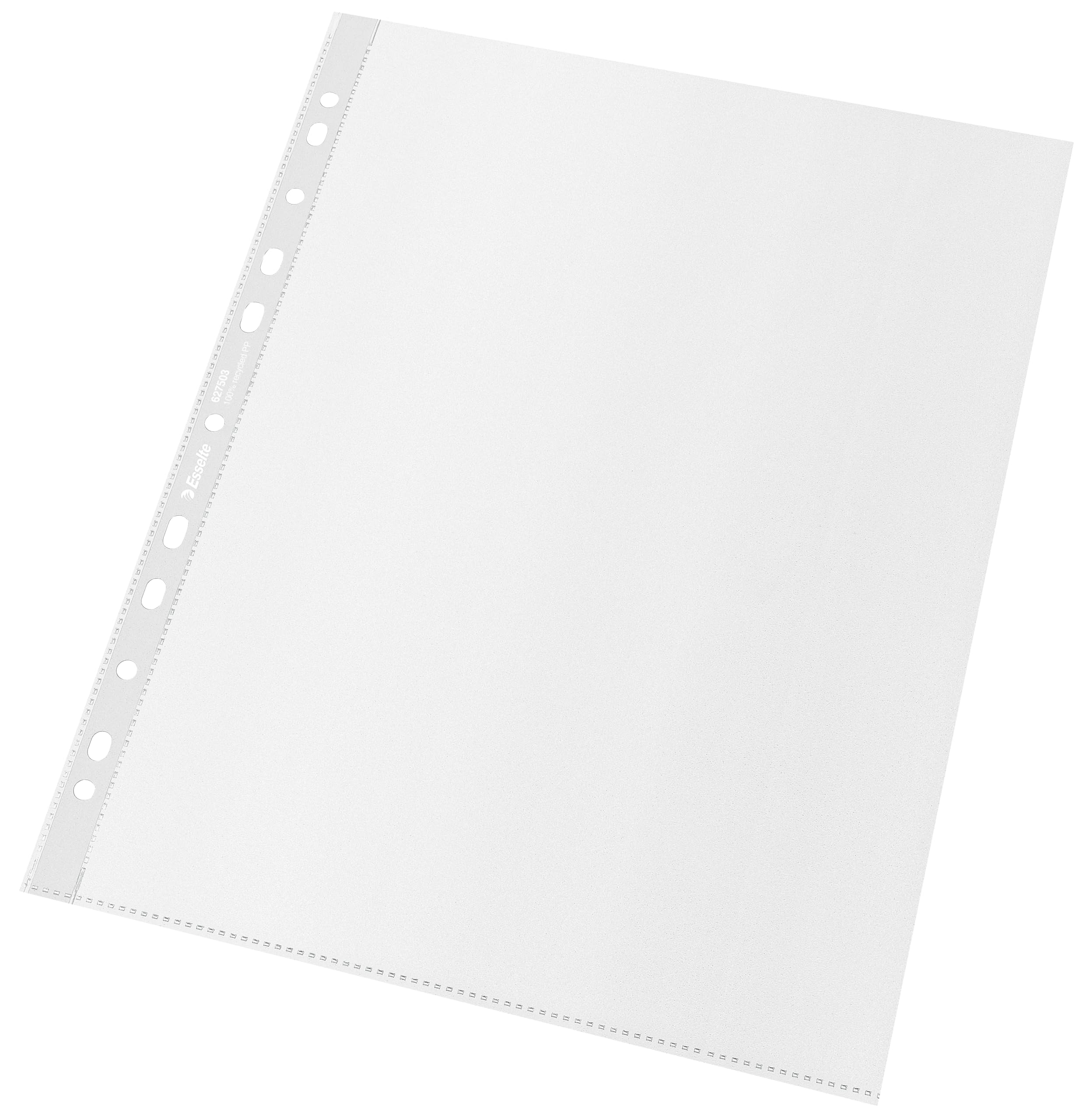 Esselte Buste Perforate Riciclate DeLuxe in PPL Antiriflesso, per Archiviare Documenti in Formato 22x30 cm, Confezione da 100 Buste Perforate in Plastica Riciclata al 100% e Antiriflesso, 627503
