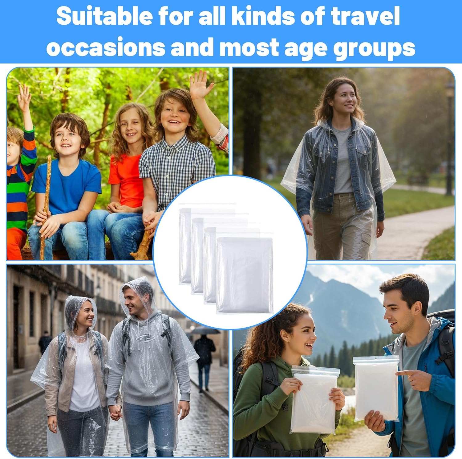 25 Pack Disposable Rain Ponchos for Adults Large Plastic Ponchos with Hood Bulk Emergency Raincoat for Adult Men Women Travelling Camping Outside