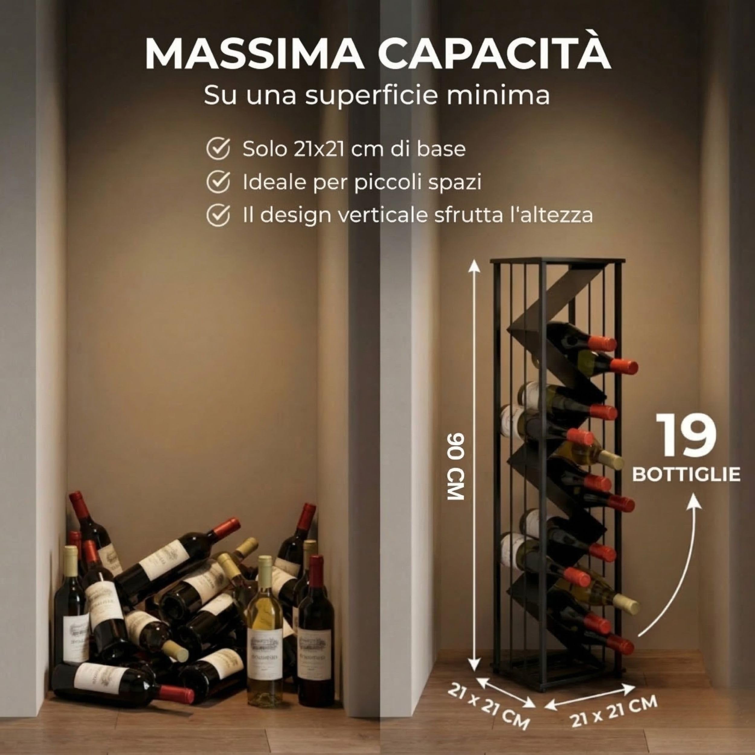 DanDiBo Portabottiglie in metallo, colore nero, 96693